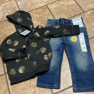 Size 18 months Cat & Jack Outfit Toddler Jeans Hooded Jacket Fall Toddler